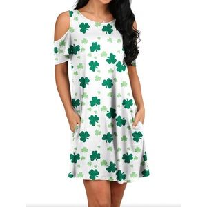 NEW Women's Shamrock St. Patrick's Day 4 Leaf Clover Dress With Pockets Size S